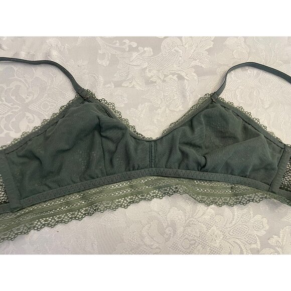 Victorias Secret size small green lace floral sheer bralette bra wire free sleep - Picture 5 of 9